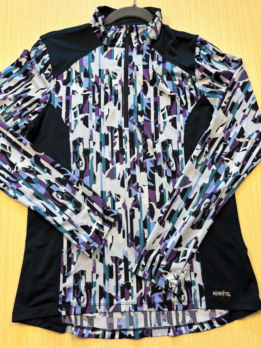 Kerrits Ice Fil Long Sleeve Riding Shirt Prism Horse Print Quarter Zip Tech M